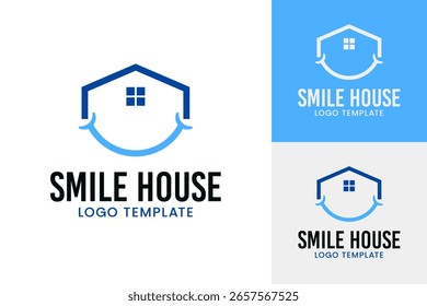 Smile house logotipo design modelo vetor ilustração ideia
