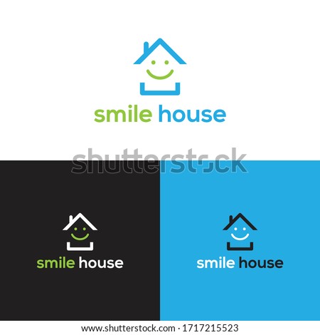 Smile House Minimalist Logo Real Estate Design Elements and Home Icon