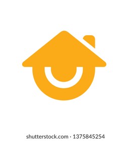 Smile house or smiling home logo, vector icon design, stay home flat vector sign
