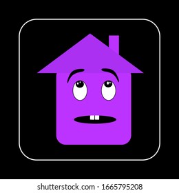 Smile house. Square smile. Colorful home. Building.  