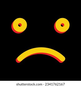 Smile icon. 3D Extruded Yellow Icon with Red Sides a Black background. Illustration.