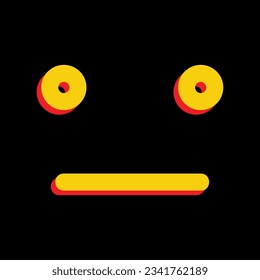 Smile icon. 3D Extruded Yellow Icon with Red Sides a Black background. Illustration.