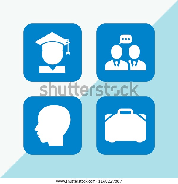 smile icon. 4 smile set with\
man, trip, student and businessmen vector icons for web and mobile\
app