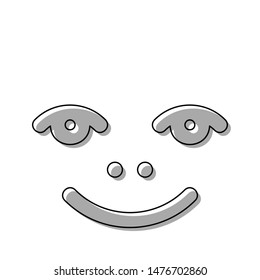 Smile icon. Black line icon with gray shifted flat filled icon on white background. Illustration.