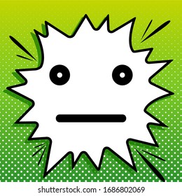Smile icon. Black Icon on white popart Splash at green background with white spots. Illustration.