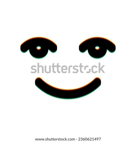 Smile icon. Black Icon with vertical effect of color edge aberration at white background. Illustration.