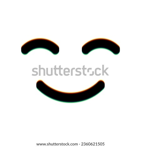 Smile icon. Black Icon with vertical effect of color edge aberration at white background. Illustration.