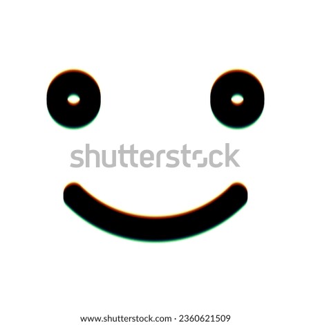 Smile icon. Black Icon with vertical effect of color edge aberration at white background. Illustration.