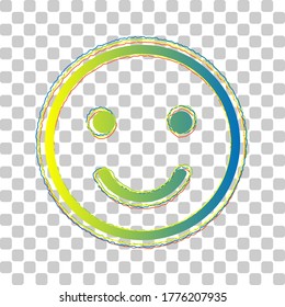 Smile icon. Blue to green gradient Icon with Four Roughen Contours on stylish transparent Background. Illustration.