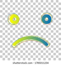 Smile icon. Blue to green gradient Icon with Four Roughen Contours on stylish transparent Background. Illustration.