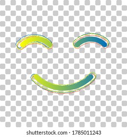 Smile icon. Blue to green gradient Icon with Four Roughen Contours on stylish transparent Background. Illustration.