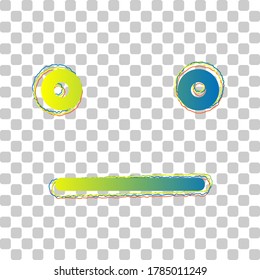 Smile icon. Blue to green gradient Icon with Four Roughen Contours on stylish transparent Background. Illustration.