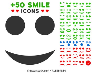 Smile icon with bonus mood design elements. Vector illustration style is flat iconic elements for web design, app user interfaces.
