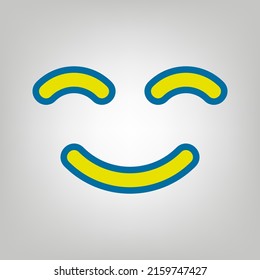 Smile icon. Icon in colors of Ukraine flag (yellow, blue) at gray Background. Illustration.