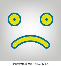 Smile icon. Icon in colors of Ukraine flag (yellow, blue) at gray Background. Illustration.