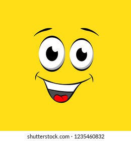 Smile icon design template. Vector smiling emoticon logo on yellow background