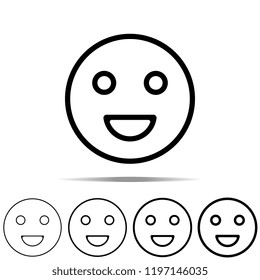 smile icon in different shapes, thickness. Simple outline vector of web for UI and UX, website or mobile application