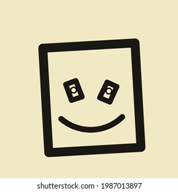 smile icon drawing illustration on beige background