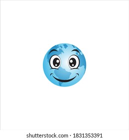 smile icon for earth logo vector illustration