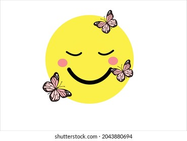 smile icon emoji pink butterfly lettering typography design