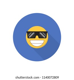 Smile icon in a flat design with long shadow for social media.