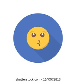 Smile icon in a flat design with long shadow for social media.