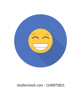 Smile icon in a flat design with long shadow for social media.