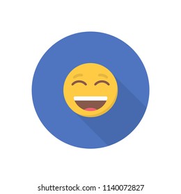Smile icon in a flat design with long shadow for social media.