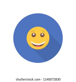 Smile icon in a flat design with long shadow for social media.