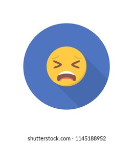 Smile icon in a flat design with long shadow for social media.