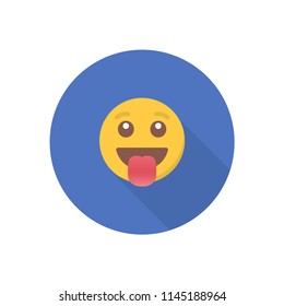 Smile icon in a flat design with long shadow for social media.