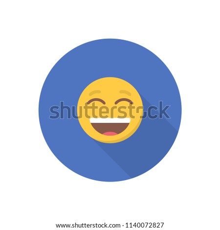 Smile icon in a flat design with long shadow for social media.