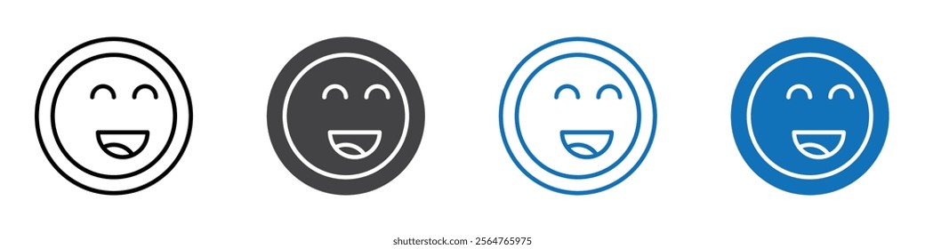 Smile icon flat editable icon mark set.