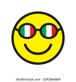 Smile icon with glasses of Italian flag's colors. Vector illustration.