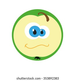 Smile. Icon. Green. An Apple.