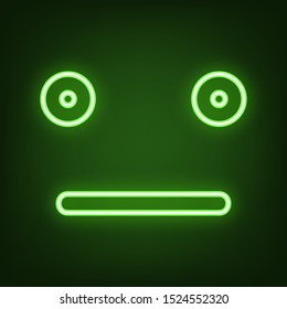 Smile icon. Green neon icon in the dark. Blurred lightening. Illustration.
