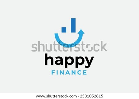 Smile Icon With Growth Graph Suitable For Happy Finance,Wealth,Business Grow Logo Design