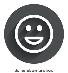 Smile icon. Happy face chat symbol. Circle flat button with shadow. Modern UI website navigation. Vector