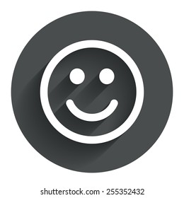 Smile icon. Happy face chat symbol. Circle flat button with shadow. Modern UI website navigation. Vector