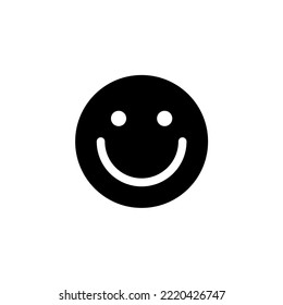 Icono de sonrisa. Símbolo feliz de la cara. Icono de glifo negro vector aislado en fondo blanco.