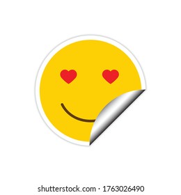 smile icon. Happy smiley love face. Sticker Smiling Emoticon. Yellow vector symbol. 