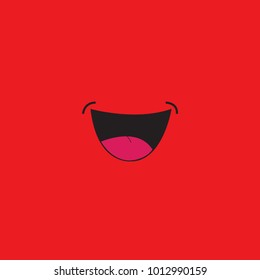 Smile icon isolated on red background. Trendy smile icon in flat style.