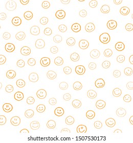 Smile icon. Many smiles. Vector seamless pattern. Customized color. For printing on fabric, postcards, social media post, advertising. Happy emotion, happy face, smiling face. Fun doodle background.
