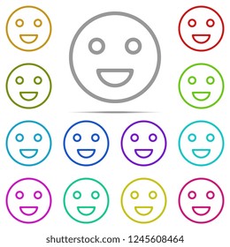 smile icon in multi color. Simple outline vector of web, minimalistic set for UI and UX, website or mobile application