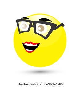 SMILE ICON on a white background. spectacled botanist. ILLUSTRATION FOR YOUR DESIGN.