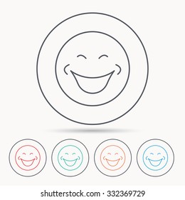 Smile icon. Positive happy face sign. Happiness and cheerful symbol. Linear circle icons.