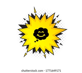 Smile icon. Quote speech bubble. Happy emoticon sign. Comic speech bubble symbol. Quotation marks. Classic smile icon. Vector