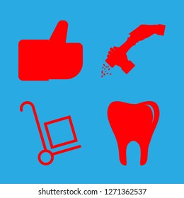 smile icon set about tooth, trolley, papper and apron vector set