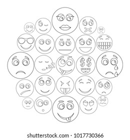 Smile icon set. Outline illustration of 50 smile vector icons for web