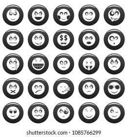 Smile icon set. Simple illustration of 50 smile vector icons black isolated